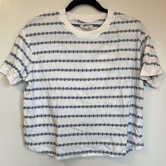Madewell Tops - Madewell White and Black Striped Short Sleeve Tee